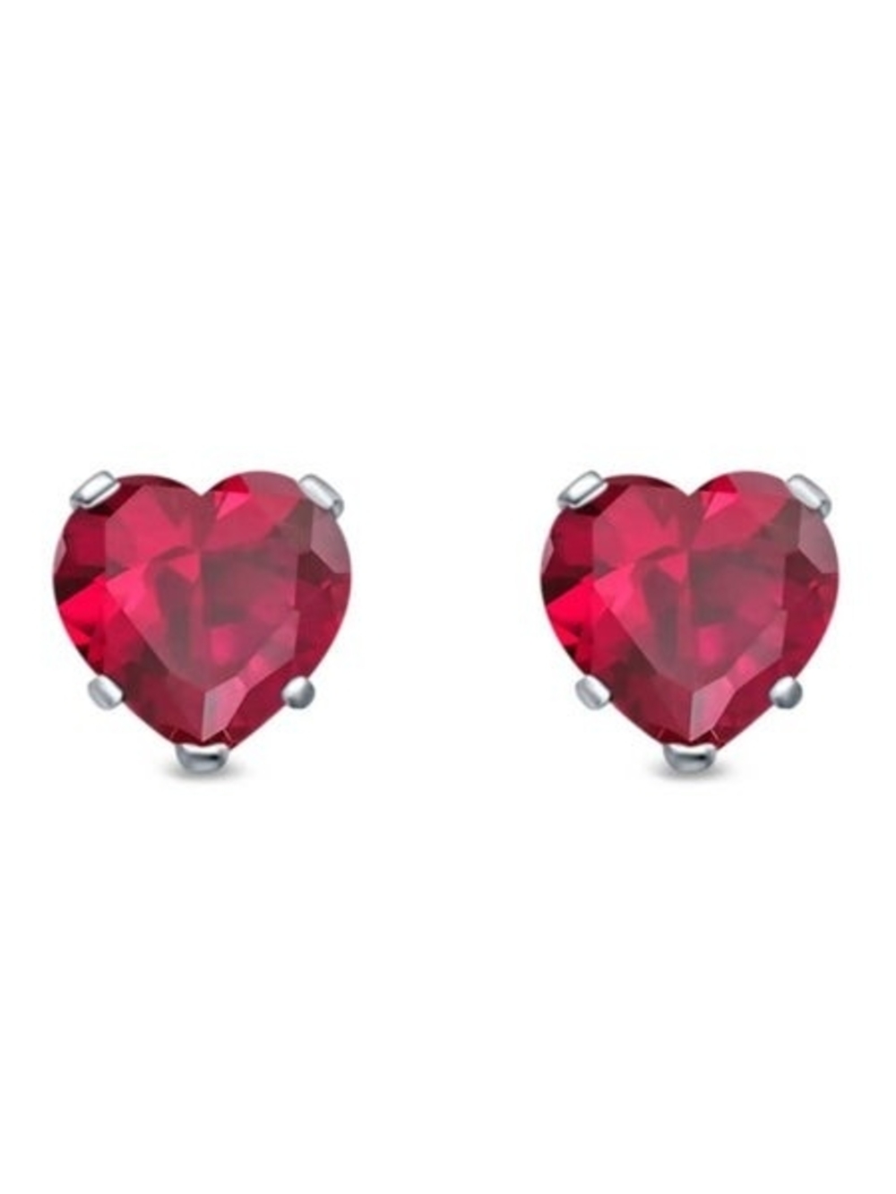 NWOT Sterling Silver Ruby Heart Stud Earrings